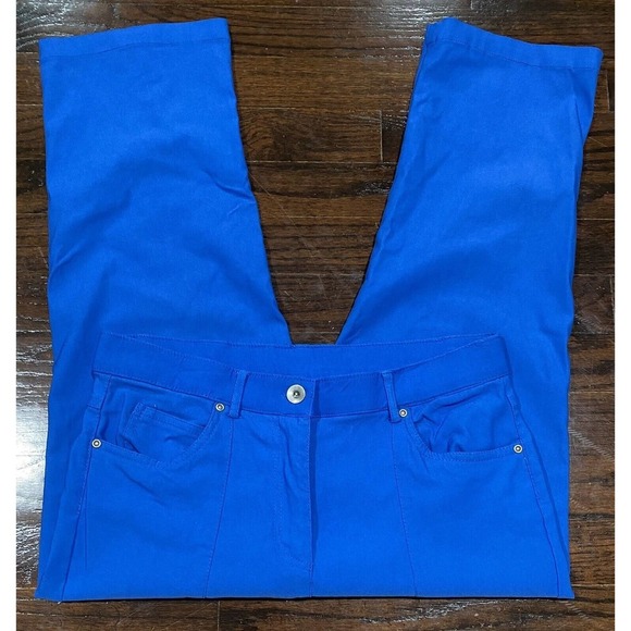Lulu B Crop Blue Pants Women's Size 6 Stretch With Leg Slits Pre-Shrunk - Picture 1 of 7